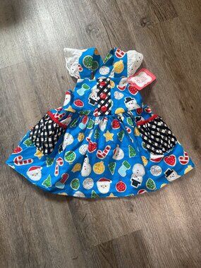 NWT RicRac & Ruffles Girls 12 Months Jumper Dress Christmas Holiday Flutter